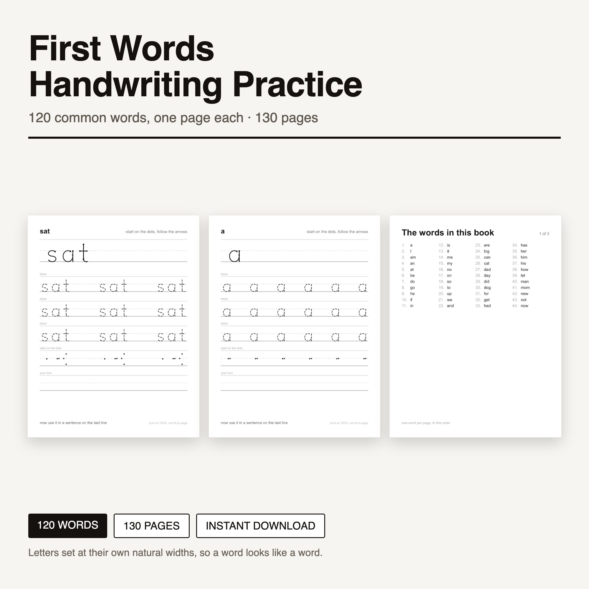 Sight Words Handwriting Practice preview