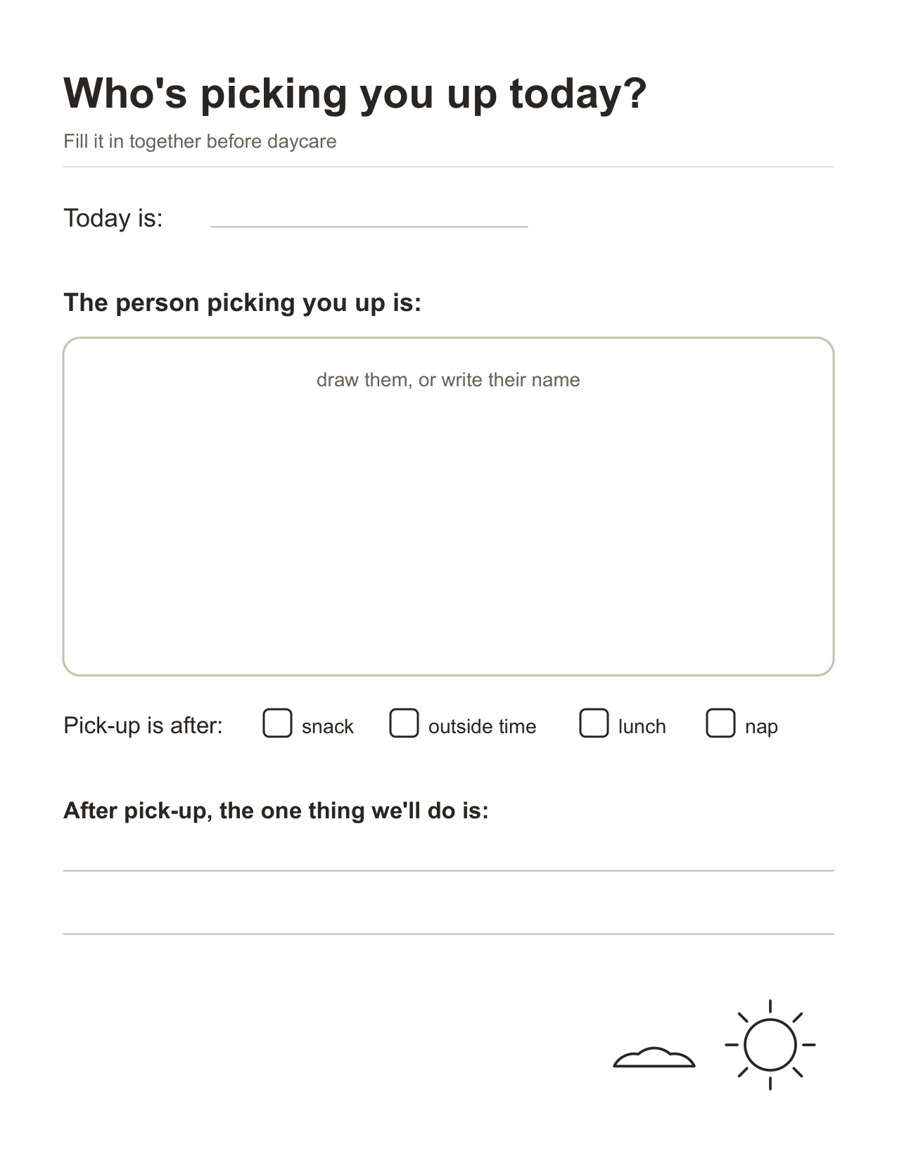 “Who’s Picking You Up?” Morning Chart printable preview